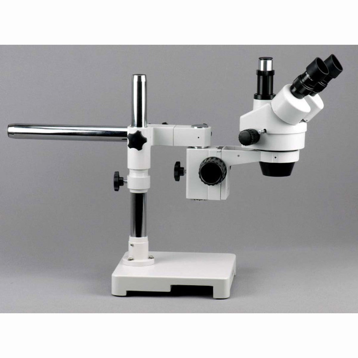 AmScope 7X-45X Trinocular Stereo Zoom Microscope on Single Arm Boom Stand