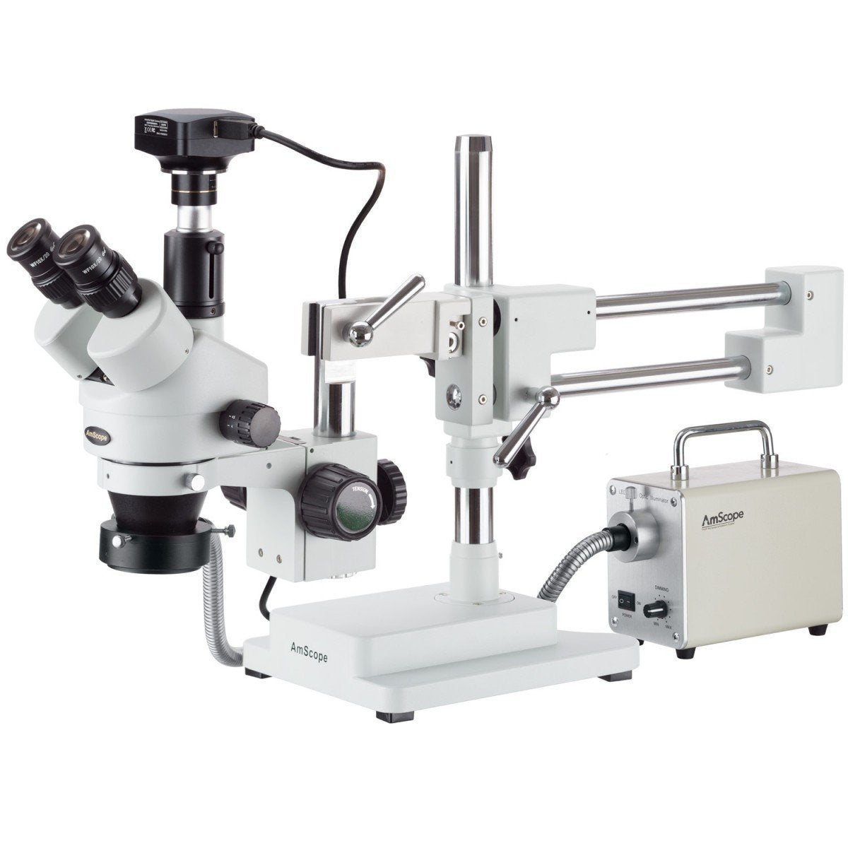 AmScope 3.5X-90X Zoom Stereo Trinocular Microscope with LED Fiber Optic Ring Light and 6.3MP High-speed USB3 Camera
