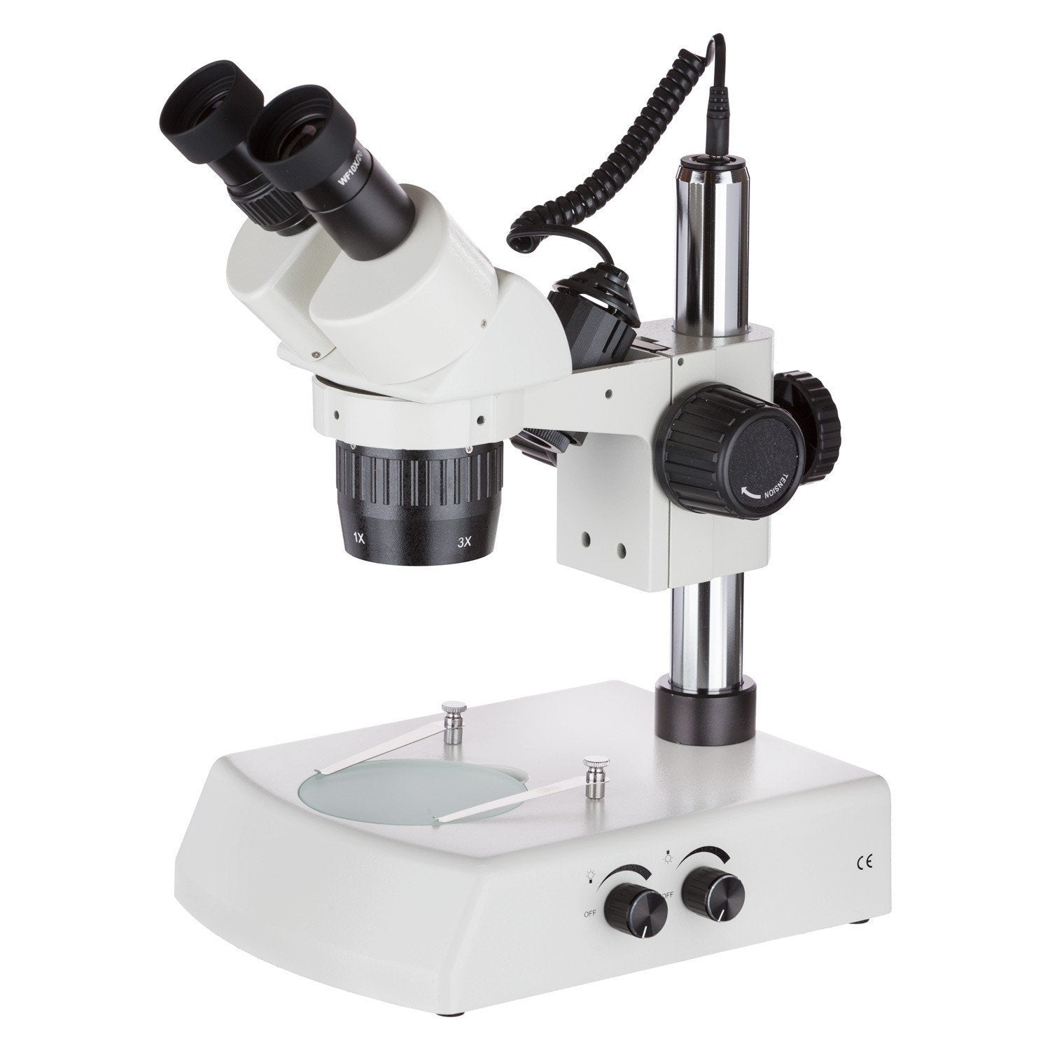 AmScope 20X-40X Super Widefield Pillar Stand Stereo Microscope with Top & Bottom Halogen Lights