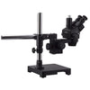 3.5X-180X Black Trinocular Stereo Zoom Microscope on Single Arm Boom Stand + 144 Direction Adjustable LED Ring Light & USB3.0 5MP Camera