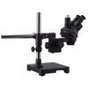 3.5X-45X Black Trinocular Stereo Zoom Microscope on Single Arm Boom Stand with 80-LED Ring Light & HD Recording Camera